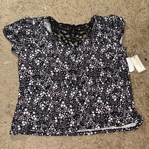 Elegant Black and White Floral Blouse